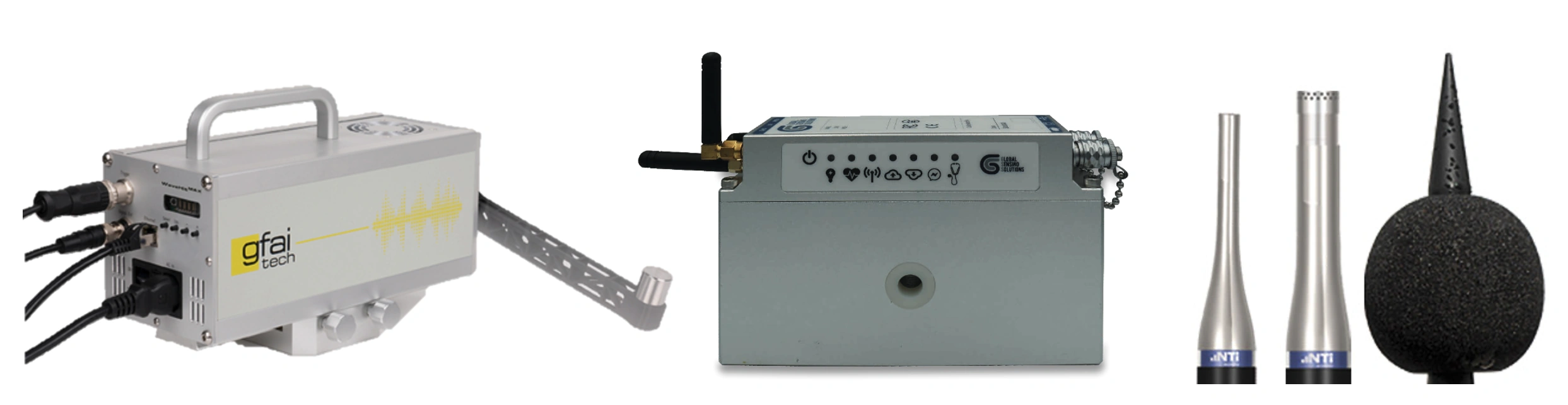 Martillo de impacto automático gfaitech, monitorización de vibraciones triaxial Nti Audio y sensors de ruido y calidad de aire. TRACK-NOISE.